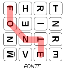 Exemple de mot valide au jeu de Boggle